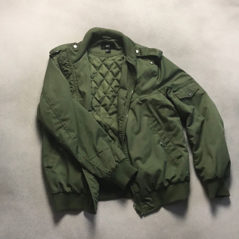 H&M Men’s Dark Green Bomber Jacket US 42R